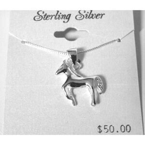 Silver Horse Pendant Necklace 16" Box Chain 925 Sterling Set Ladies New